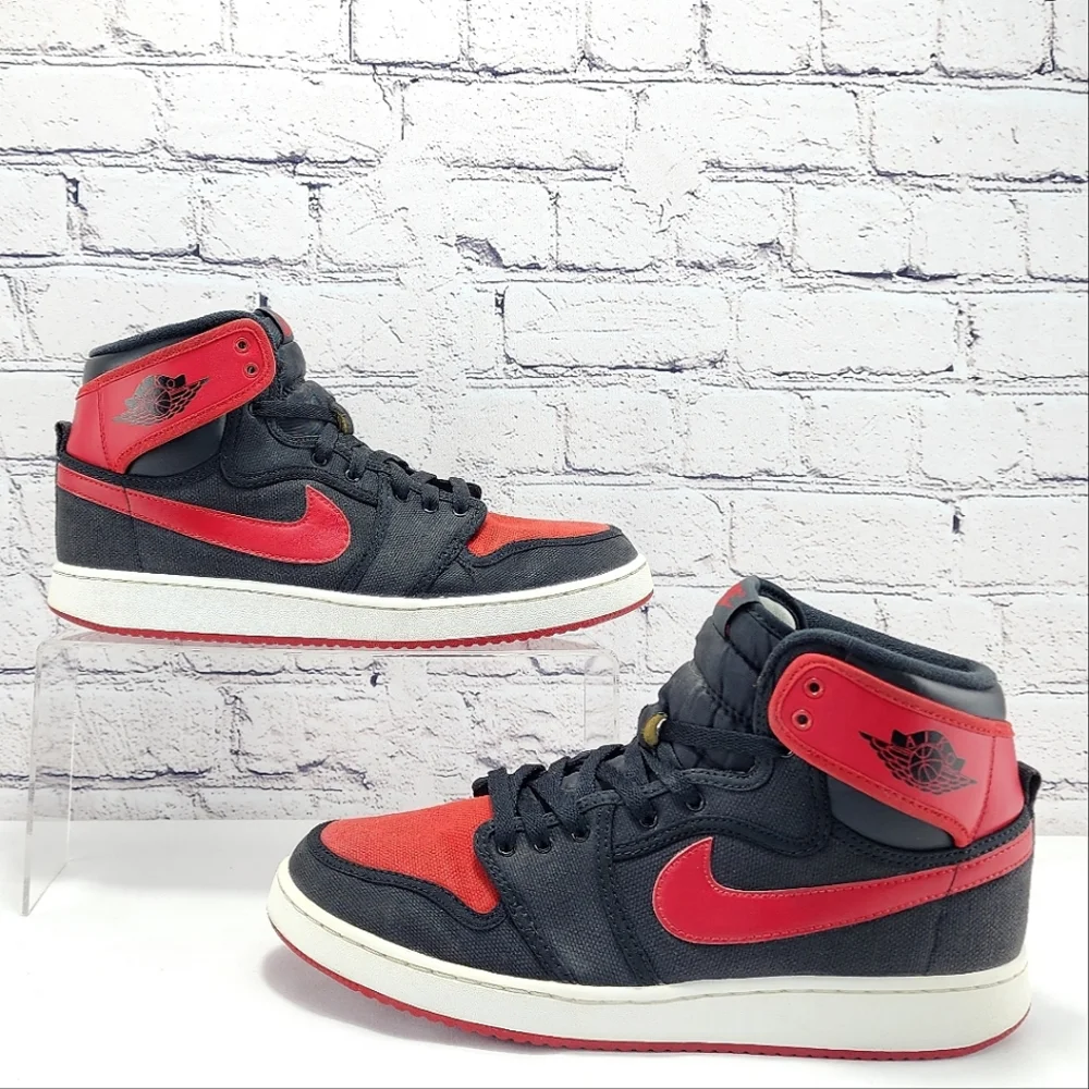 JORDON 1 HIGH RETRO KO BRED – 2015, Sneakers, Black/Red, Canvas/Leather Size 10